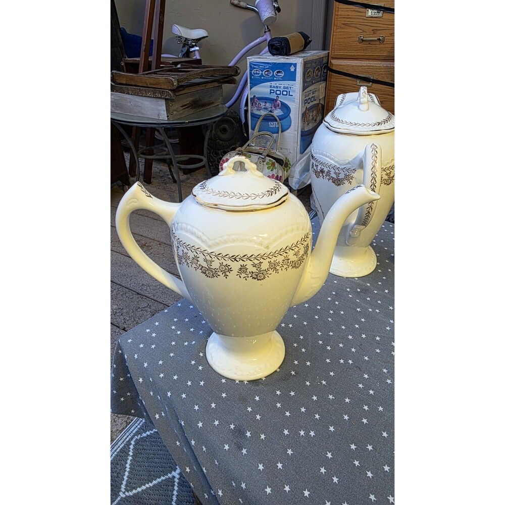 Stetson American Beauty Teapot w Lid 22K Gold Floral Vintage China Tea Pot